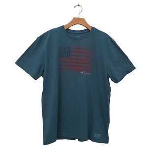 Life Is Good T-Shirt Mens Large Green Short Sleeve Crew Neck Cotton Casual